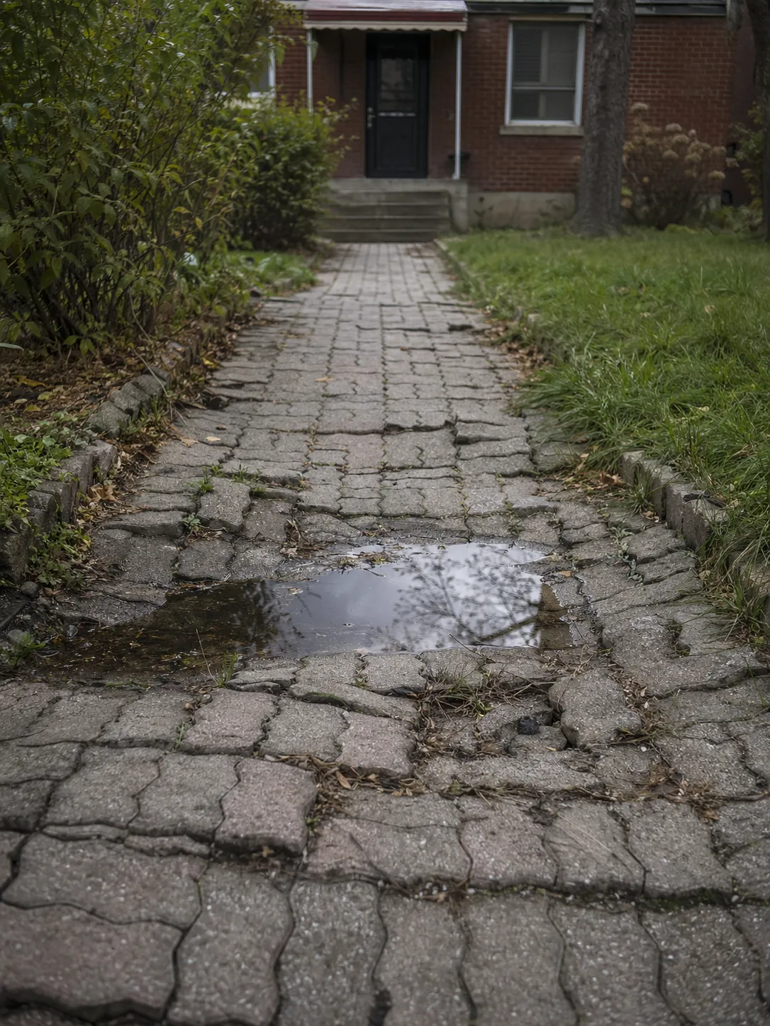Uneven, narrow front walkway in need of replacement